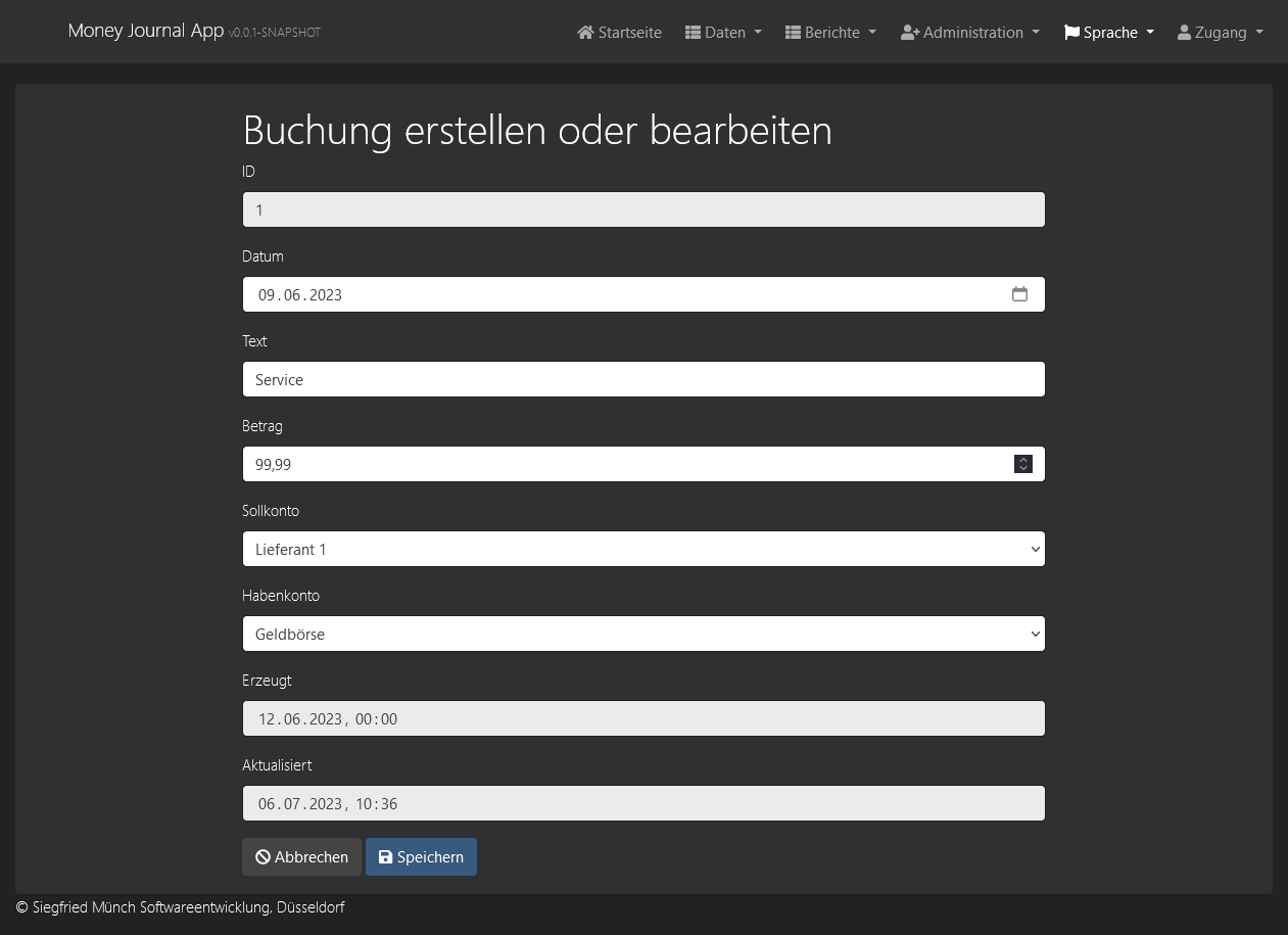 Money Spending Journal - Edit