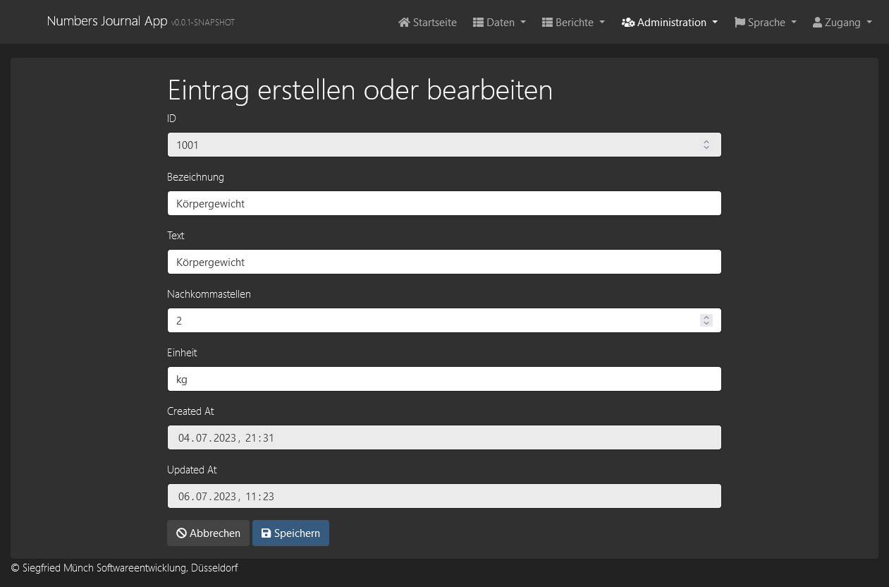 Numbers Journal - Meta Data