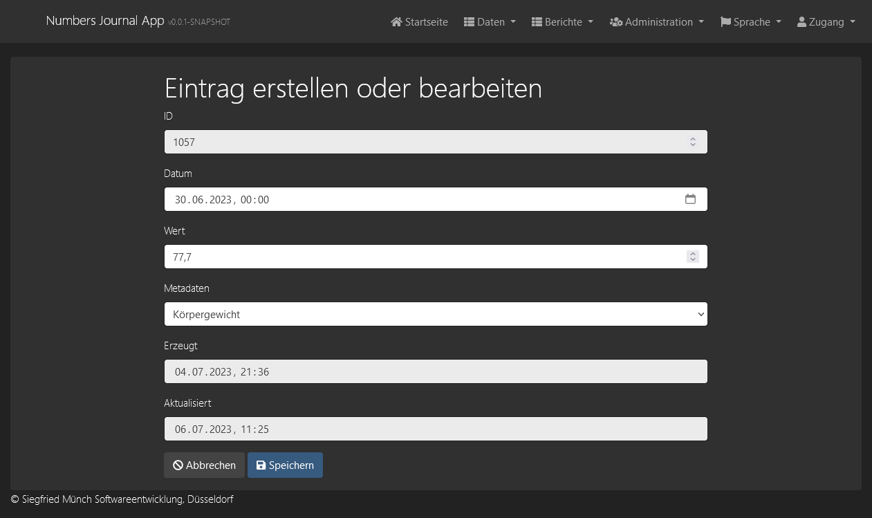 Numbers Journal - Values