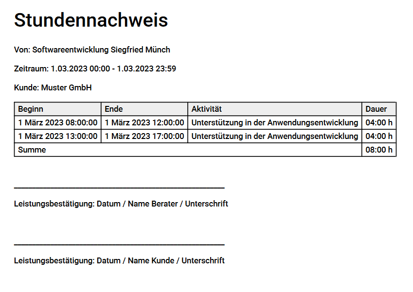 Timetracking - PDF Output