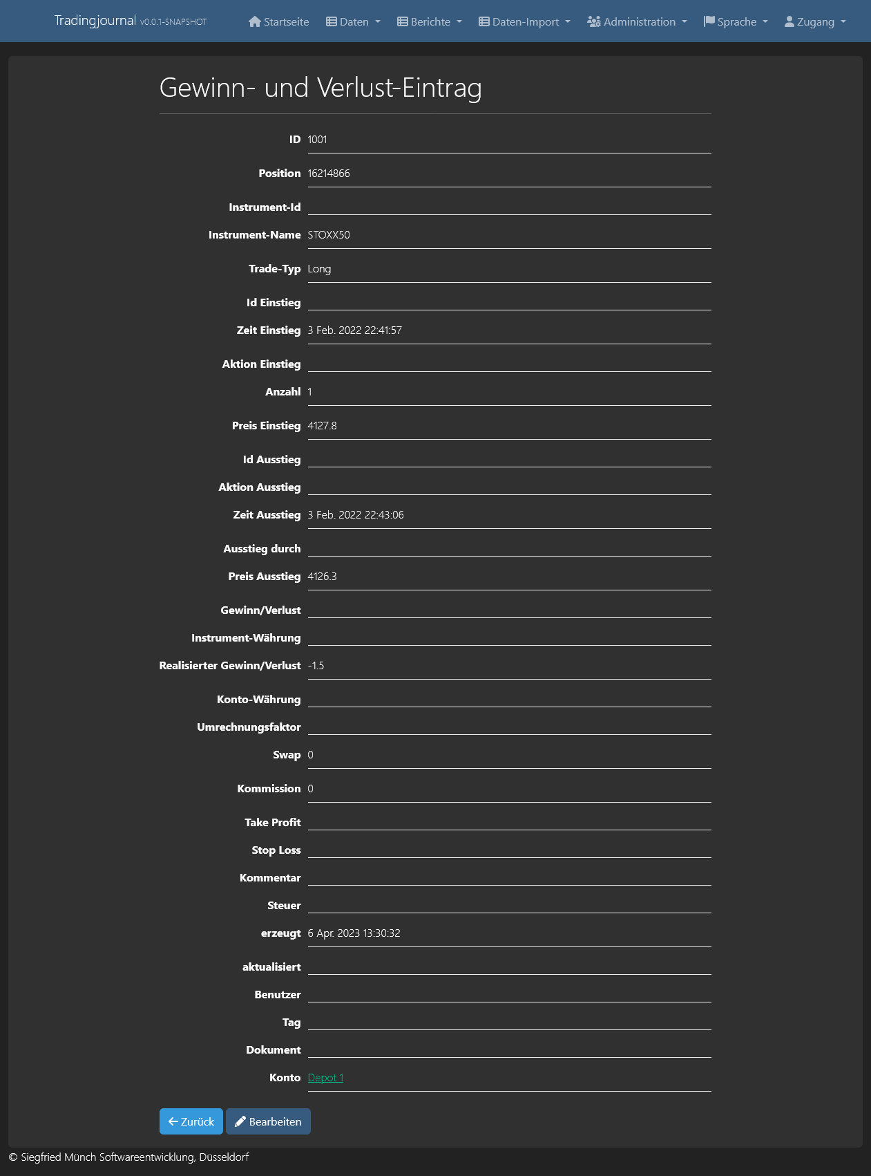 Trading Journal - Edit