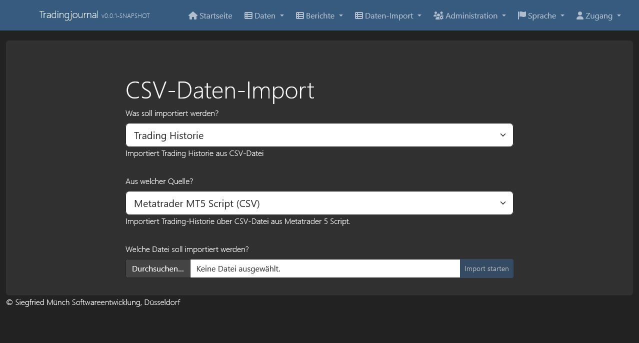 Trading Journal - Import